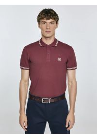 Big-Star - Koszulka męska polo bordowa Poller 604. Okazja: na randkę, do pracy. Typ kołnierza: polo. Kolor: czerwony. Materiał: jeans, dzianina. Wzór: haft. Styl: sportowy, elegancki, klasyczny