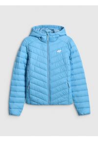 4f - 4F Kurtka z wypełnieniem syntetycznym damska - niebieska XL. Okazja: na co dzień. Typ kołnierza: kołnierzyk stójkowy. Kolor: niebieski. Materiał: syntetyk. Styl: casual, sportowy #1