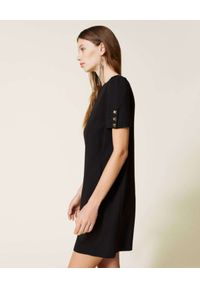 TwinSet - TWINSET - Czarna mini sukienka z ćwiekami. Okazja: na co dzień. Kolor: czarny. Wzór: aplikacja. Typ sukienki: proste. Styl: klasyczny, casual. Długość: mini #5