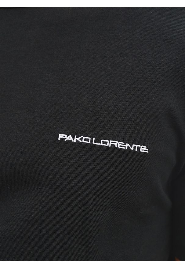 Pako Lorente - PAKO LORENTE – Czarny t-shirt męski. Kolor: czarny, niebieski, biały. Materiał: bawełna