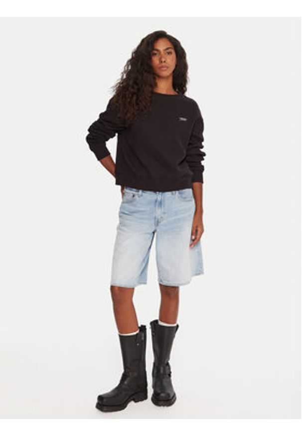 Tommy Jeans Bluza Silver Script DW0DW21961 Czarny Regular Fit. Kolor: czarny. Materiał: bawełna