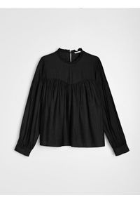 Sinsay - Bluzka z marszczeniami - czarny. Kolor: czarny #1