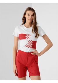4f - Koszulka damska Chorwacja - Tokio 2020. Kolor: biały. Materiał: bawełna, dzianina. Wzór: nadruk. Sezon: lato #1