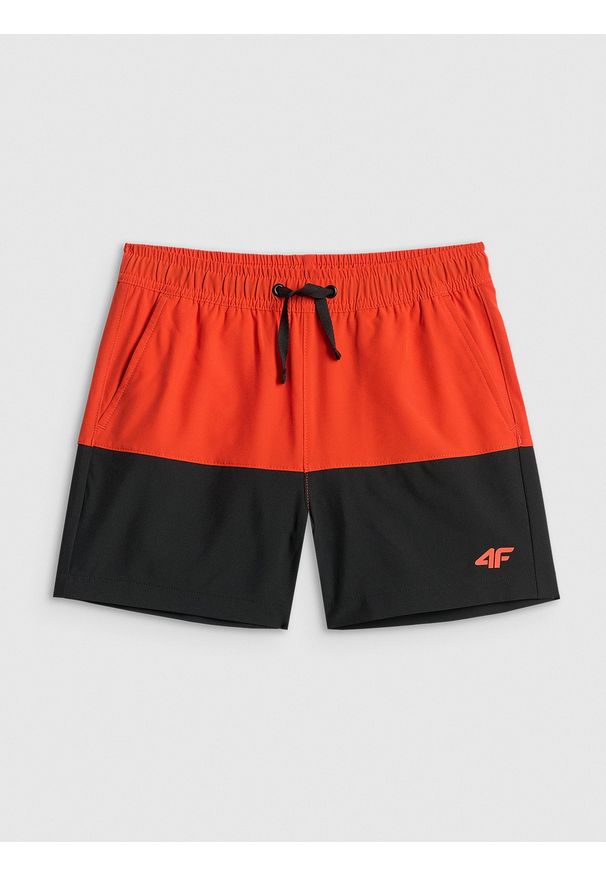 4f - 4F Spodenki plażowe boardshorty chłopięce - czerwone 158/164 (12-14 lat). Kolor: czerwony. Materiał: włókno