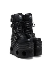 NEW ROCK Botki M-373-C446 Czarny. Kolor: czarny. Materiał: skóra. Styl: rockowy