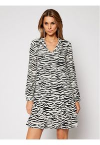 Pinko Sukienka codzienna Zebra 20202 PRR 1N133V 8495 Biały Regular Fit. Okazja: na co dzień. Kolor: biały. Materiał: wiskoza. Wzór: motyw zwierzęcy. Typ sukienki: proste. Styl: casual #1