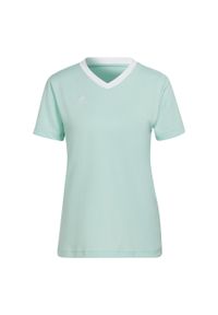 Koszulka piłkarska damska Adidas Entrada 22 Jersey. Kolor: niebieski, zielony, turkusowy, wielokolorowy. Materiał: jersey. Sport: turystyka piesza, piłka nożna