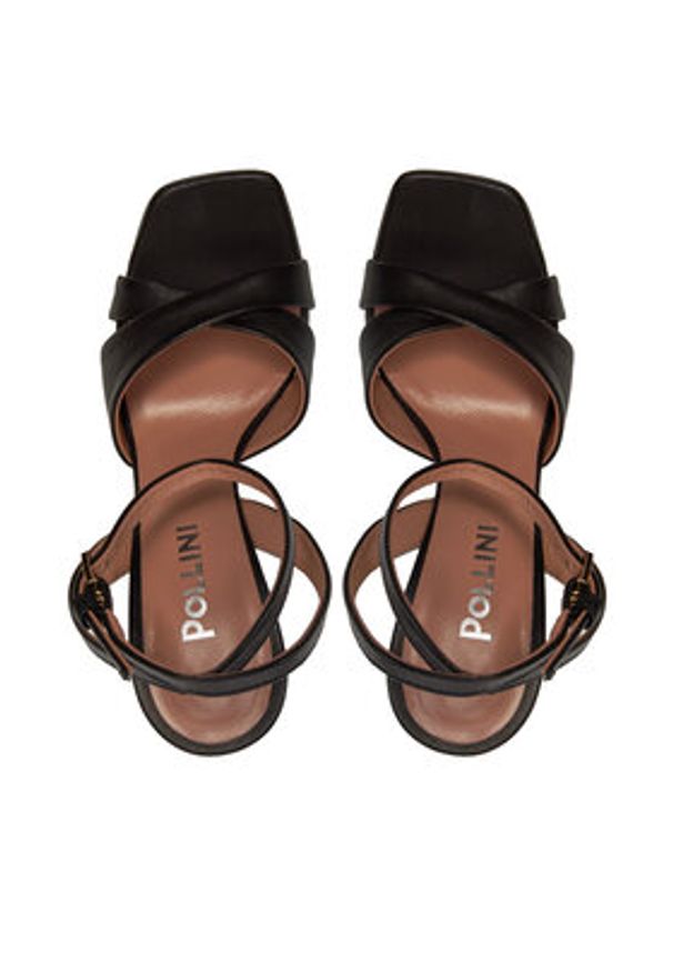Pollini Sandały SA1602AE1ITEZ000 Czarny. Kolor: czarny. Materiał: skóra