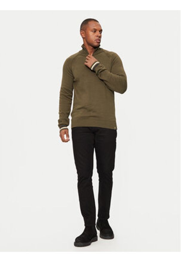 INDICODE Sweter Skyler 35-768 Khaki Regular Fit. Kolor: brązowy. Materiał: bawełna