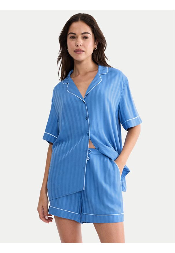 Triumph Koszulka piżamowa Boyfriend 10227193 Niebieski Regular Fit. Kolor: niebieski. Materiał: wiskoza