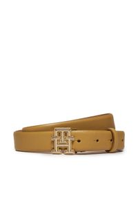 TOMMY HILFIGER - Tommy Hilfiger Pasek Damski Th Logo Bombe 2.5 AW0AW16028 Brązowy. Kolor: brązowy. Materiał: skóra