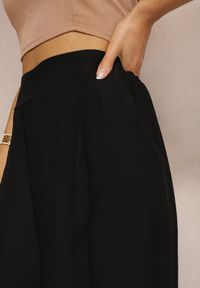 Renee - Czarne Szerokie Spodnie z Wiskozy High Waist z Gumką w Talii Timasha. Stan: podwyższony. Kolor: czarny. Materiał: wiskoza #4