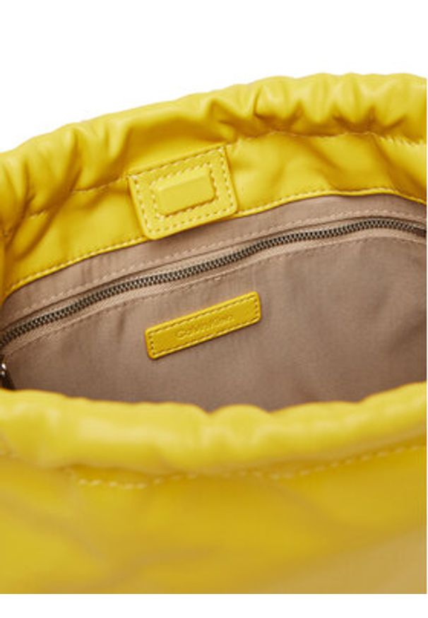 Calvin Klein Jeans Torebka Drawstring Crossbody26 LV04K3060G Żółty. Kolor: żółty. Materiał: skórzane