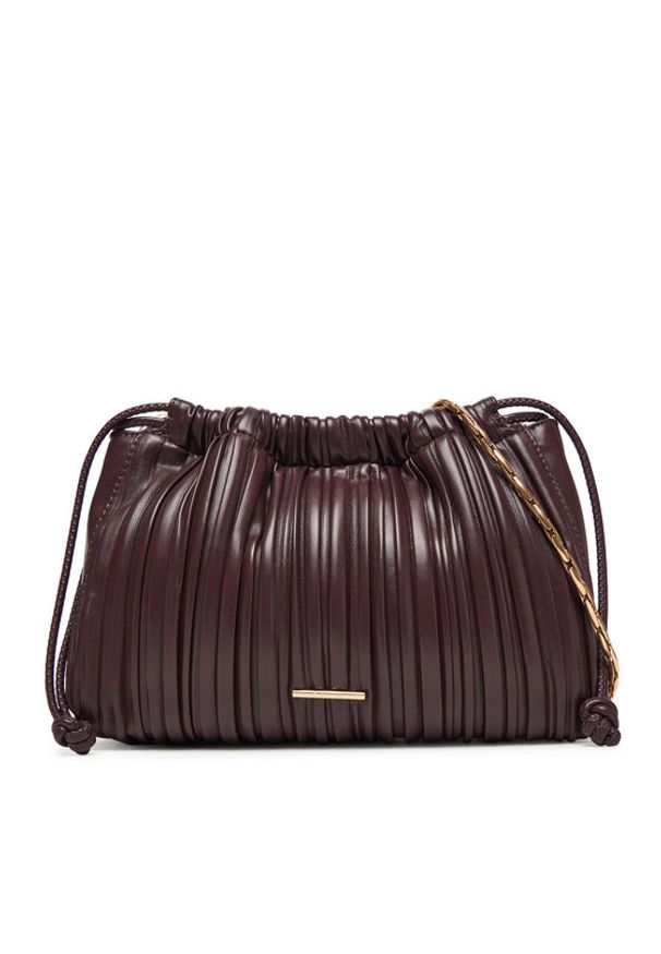 Calvin Klein Torebka Plisse Drawstring Bag LV04F3076G Bordowy. Kolor: czerwony. Materiał: skórzane