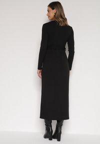 Born2be - Czarna Sukienka Koszulowa z Wiskozą Guzikami i Paskiem Vetienne. Okazja: na co dzień. Kolor: czarny. Materiał: wiskoza. Typ sukienki: koszulowe. Styl: casual #4