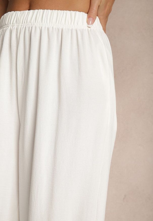 Renee - Białe Szerokie Spodnie Typu Palazzo High Waist Araneira. Okazja: na co dzień, na spotkanie biznesowe, na spacer. Stan: podwyższony. Kolor: biały. Styl: biznesowy, elegancki, casual