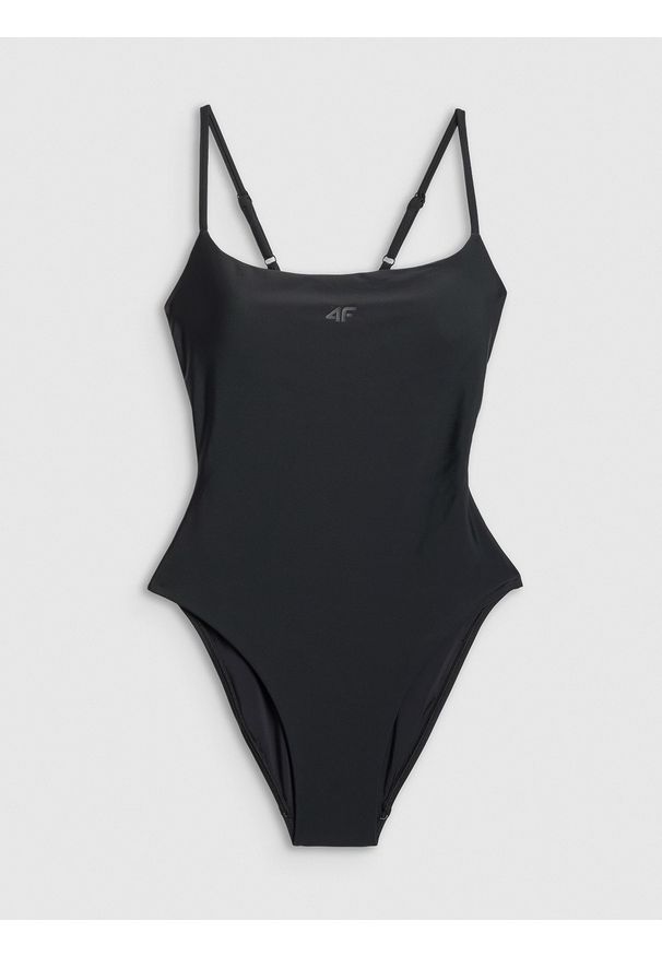 4f - 4F Kostium kąpielowy jednoczęściowy damski - czarny M. Kolor: czarny. Materiał: materiał