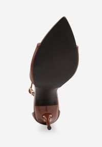 Renee - Brązowe Eleganckie Sandały w Szpic na Szpilce ze Sprzączką Murierah. Okazja: na imprezę, na co dzień. Zapięcie: sprzączka. Kolor: brązowy. Materiał: jeans. Obcas: na szpilce. Styl: elegancki #3