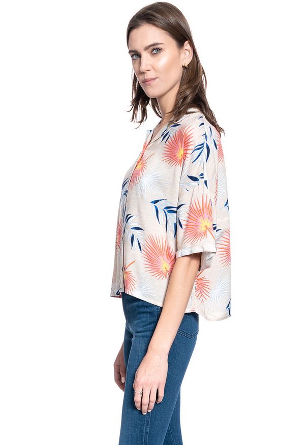 Lee - DAMSKA KOSZULA MATERIAŁOWA LEE FLORAL RESORT SHIRT ECRU L46DDWNQ 112110884. Materiał: materiał