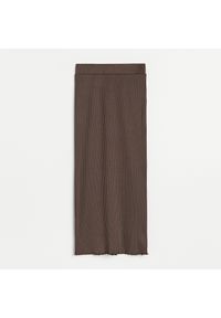 Reserved - Dzianinowa spódnica midi - Szary. Kolor: szary. Materiał: dzianina #1