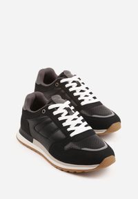 Born2be - Czarne Klasyczne Buty Sportowe Sneakersy z Perforacją na Nosku Lasthora. Okazja: na co dzień, na spotkanie biznesowe, do pracy. Kolor: czarny. Materiał: jeans. Szerokość cholewki: normalna. Wzór: kratka #4