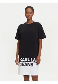 Karl Lagerfeld Jeans Sukienka codzienna A3W13005 Czarny Regular Fit. Okazja: na co dzień. Kolor: czarny. Materiał: bawełna. Typ sukienki: proste. Styl: casual