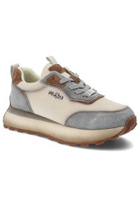 Sneakersy damskie Filippo, skóra naturalna zamszowe wstawki sznurowany fason gruba amortyzująca podeszwa okrągły nosek, niebieskie, DP7754/26. Okazja: na co dzień, na spacer. Nosek buta: okrągły. Zapięcie: sznurówki. Kolor: beżowy. Materiał: skóra, zamsz. Szerokość cholewki: normalna. Styl: elegancki, klasyczny, casual #1