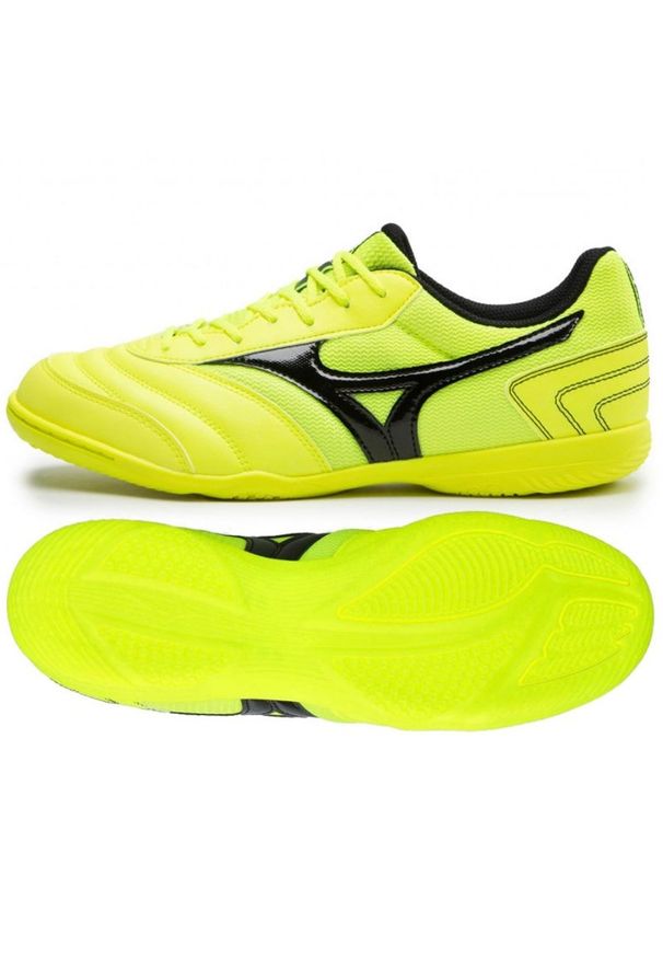 Buty piłkarskie Mizuno Mrl Sala Club In M Q1GA220345 złoty zielone. Zapięcie: sznurówki. Kolor: złoty. Materiał: syntetyk. Sport: piłka nożna