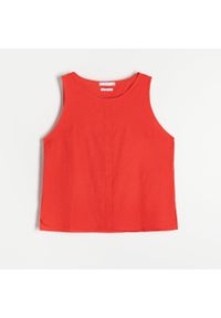 Reserved - Lekka bluzka z dodatkiem lnu - Pomarańczowy. Kolor: pomarańczowy. Materiał: len #1