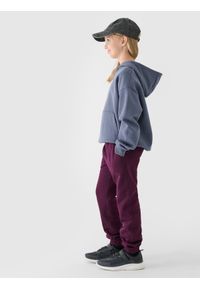 4f - 4F Spodnie dresowe joggery dziewczęce - fioletowe 122 (6-7 lat). Okazja: na co dzień. Kolor: fioletowy. Materiał: dresówka. Wzór: gładki, napisy, ze splotem. Sezon: lato. Styl: sportowy, casual, młodzieżowy #2