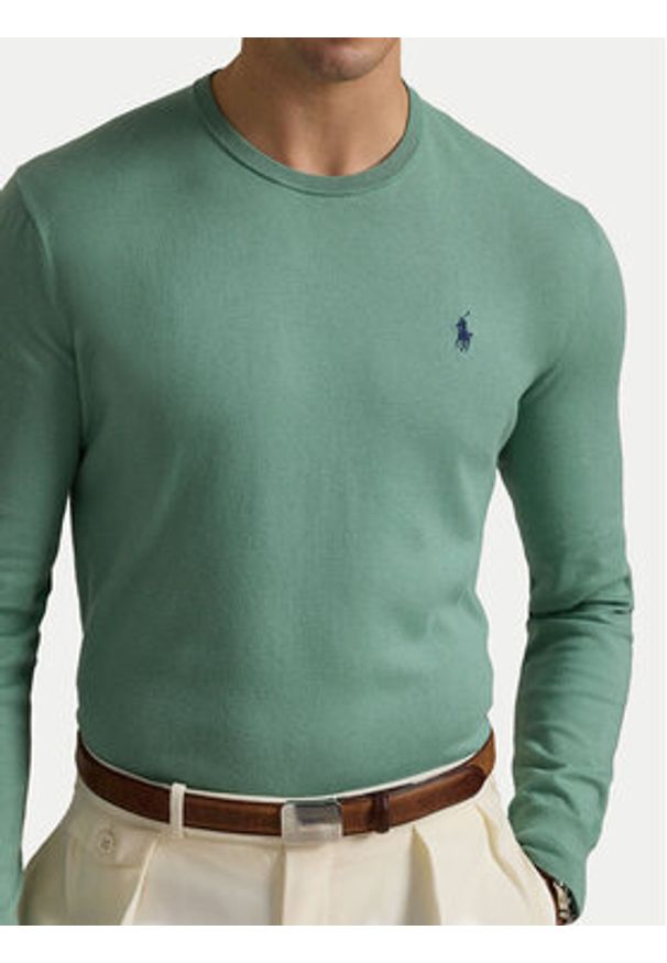 Polo Ralph Lauren Sweter 710890558508 Zielony Slim Fit. Typ kołnierza: polo. Kolor: zielony. Materiał: bawełna
