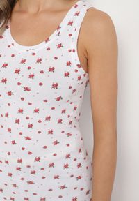 Born2be - Biały Bawełniany Top z Kwiatowym Wzorem Venitte. Okazja: na co dzień. Kolor: biały. Materiał: bawełna. Wzór: kwiaty. Styl: klasyczny, casual #3