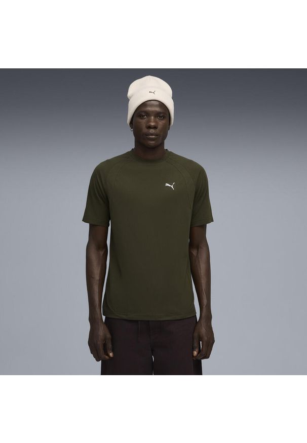Puma - Męska koszulka Evostripe PUMA Dark Olive Green. Kolor: zielony. Sport: fitness