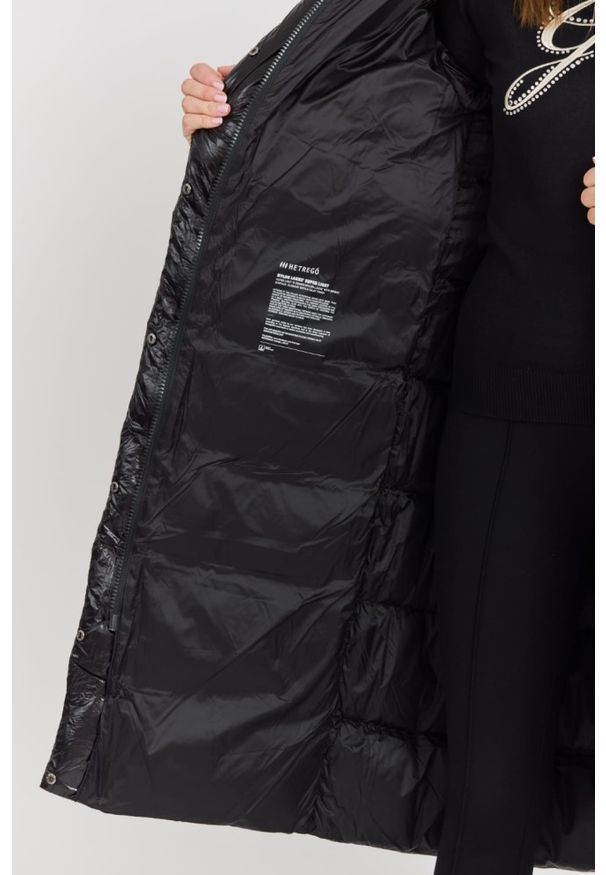 Hetrego - HETREGO Czarny damski płaszcz puchowy Tara Woman Oversized Quilted Coat, Rozmiar 42 EU - 46 IT. Okazja: na co dzień. Kolor: czarny. Materiał: puch. Długość: do kolan. Styl: casual