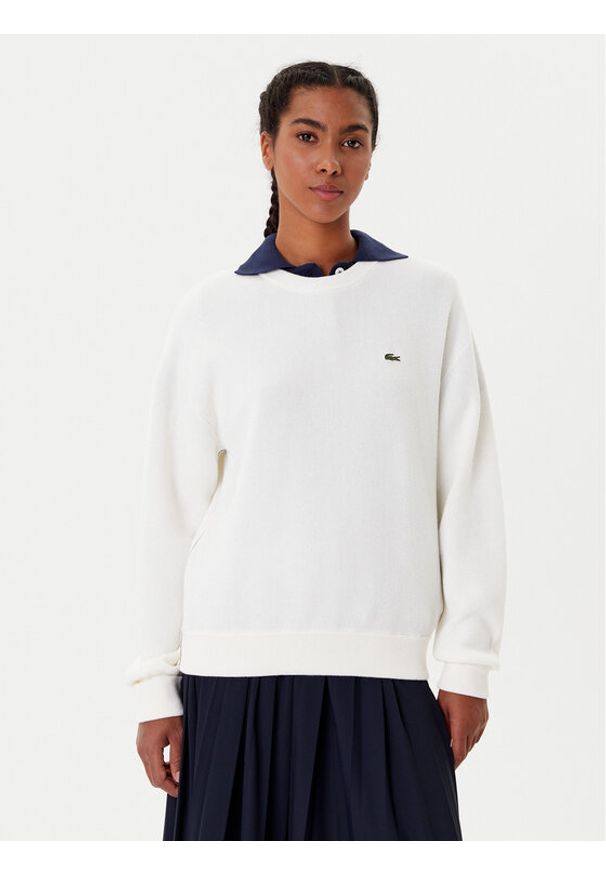 Lacoste Sweter AF4158 Écru Regular Fit. Materiał: bawełna