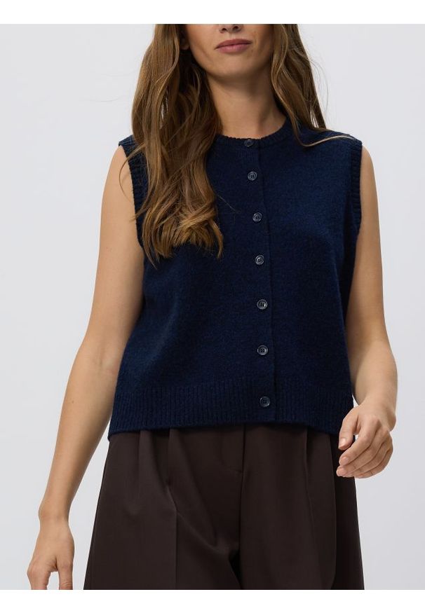 Reserved - Wełniana kamizelka - granatowy. Kolor: niebieski. Materiał: wełna