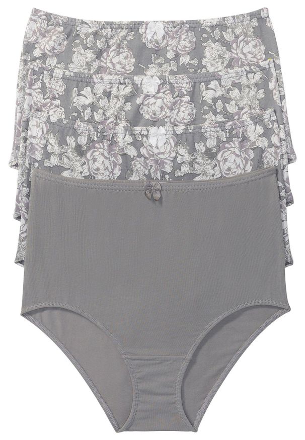 bonprix - Figi z wysoką talią (4 pary). Kolor: szary