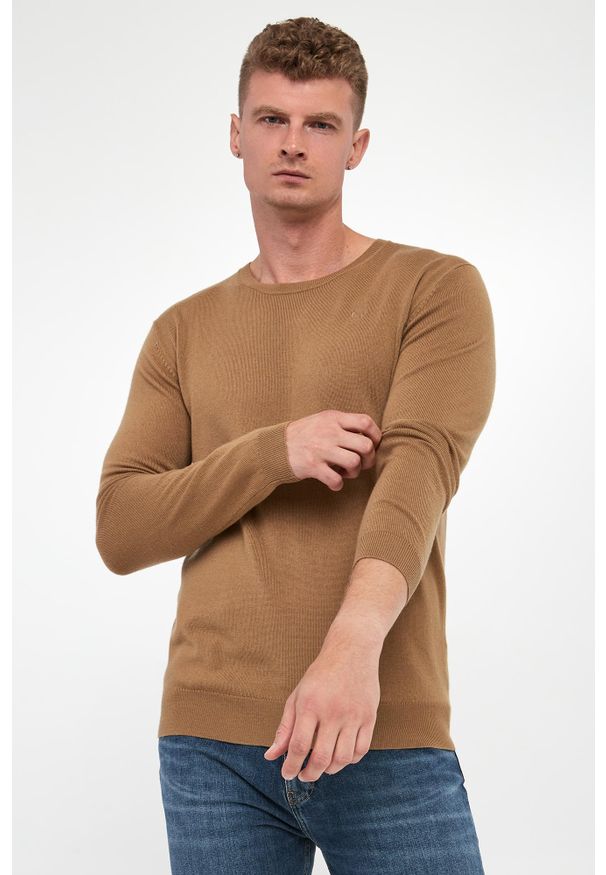 Karl Lagerfeld - Sweter męski wełniany KARL LAGERFELD. Materiał: wełna