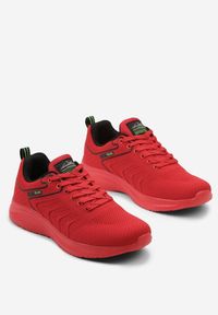 Born2be - Czerwone Płaskie Klasyczne Buty Sportowe ze Sznurowaniem Clarilla. Kolor: czerwony. Materiał: jeans. Wzór: aplikacja #2