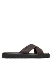 Calvin Klein Klapki Sq Molded Sandal Xcross Lth HM0HM02235 Brązowy. Kolor: brązowy. Materiał: skóra #1