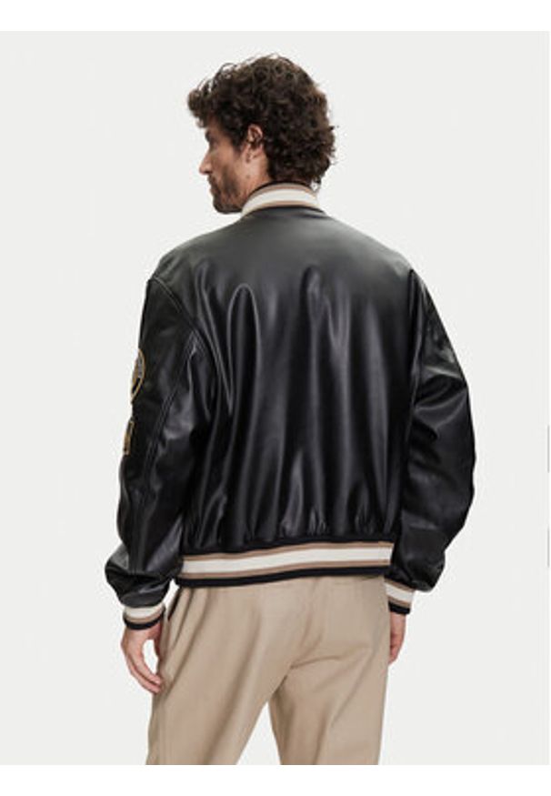 TOMMY HILFIGER - Tommy Hilfiger Kurtka z imitacji skóry F1 Movie Racing Varsity MW0MW41365 Czarny Regular Fit. Kolor: czarny. Materiał: skóra