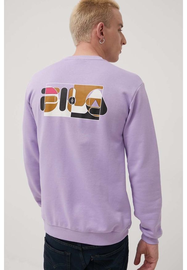 Fila bluza męska kolor fioletowy z nadrukiem. Okazja: na co dzień. Kolor: fioletowy. Wzór: nadruk. Styl: casual