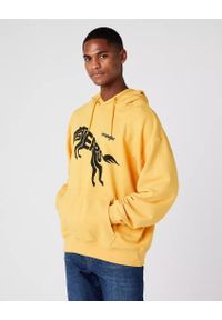 Wrangler - WRANGLER 75TH ANNI HOODIE MĘSKA BLUZA LOGO NADRUK YOLK YELLOW W645HTY23 112146186. Wzór: nadruk