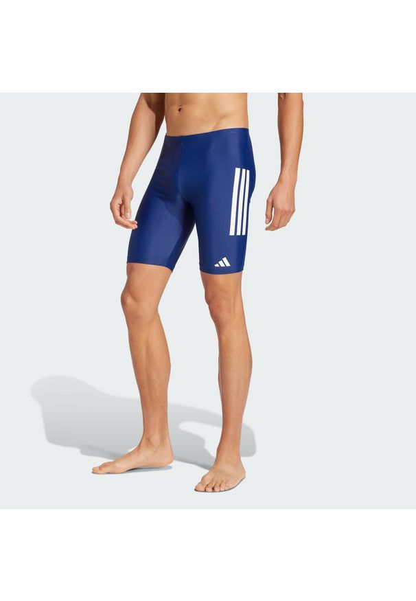 Adidas - Szorty 3-Stripes Swim 8-Inch. Kolor: biały, niebieski, wielokolorowy. Materiał: materiał. Długość: krótkie. Sezon: lato. Sport: pływanie
