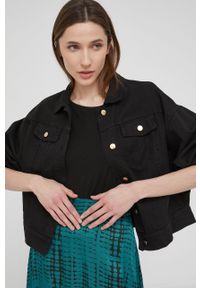 Answear Lab kurtka jeansowa damska kolor czarny przejściowa oversize. Kolor: czarny. Materiał: jeans. Wzór: gładki. Styl: wakacyjny