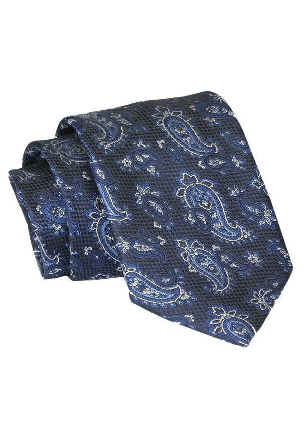Alties - Krawat - ALTIES - Granat, Wzory Paisley. Kolor: niebieski. Materiał: tkanina. Wzór: paisley. Styl: elegancki, wizytowy