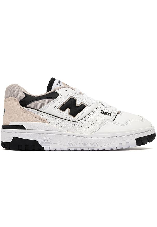 Buty unisex New Balance BB550ESI – białe. Okazja: na co dzień. Kolor: biały. Materiał: skóra. Szerokość cholewki: normalna