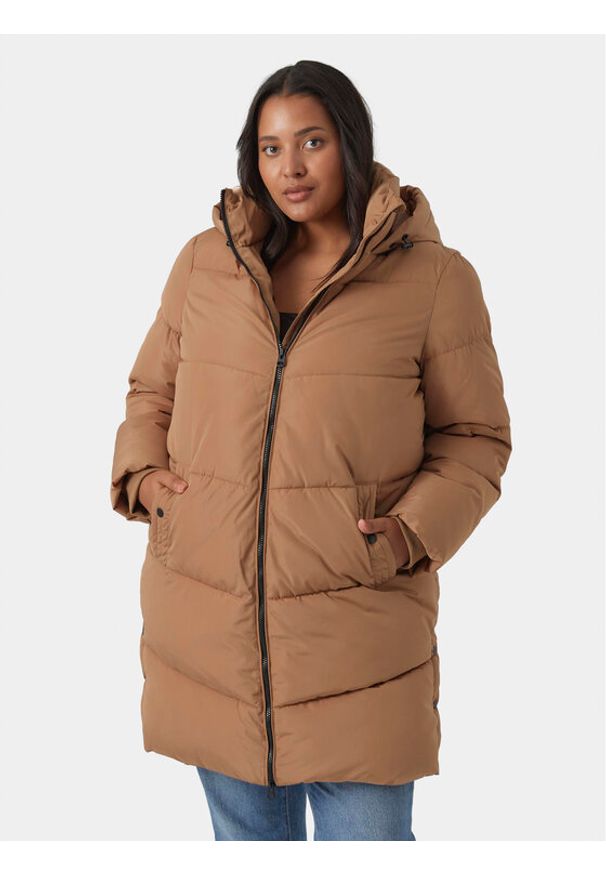 Vero Moda Curve Kurtka zimowa 10297304 Brązowy Regular Fit. Kolor: brązowy. Materiał: syntetyk. Sezon: zima