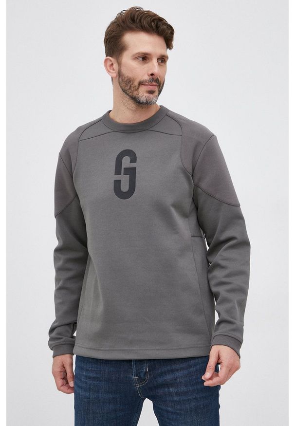 G-Star RAW - G-Star Raw Bluza męska kolor szary z nadrukiem. Okazja: na co dzień. Kolor: szary. Materiał: dzianina, poliester. Wzór: nadruk. Styl: casual