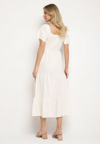 Born2be - Jasnobeżowa Sukienka z Wiskozą Lnem i Elastyczną Górą Ellisena. Okazja: na spacer, na co dzień. Kolor: beżowy. Materiał: wiskoza, len. Typ sukienki: proste. Styl: elegancki, casual, klasyczny #7